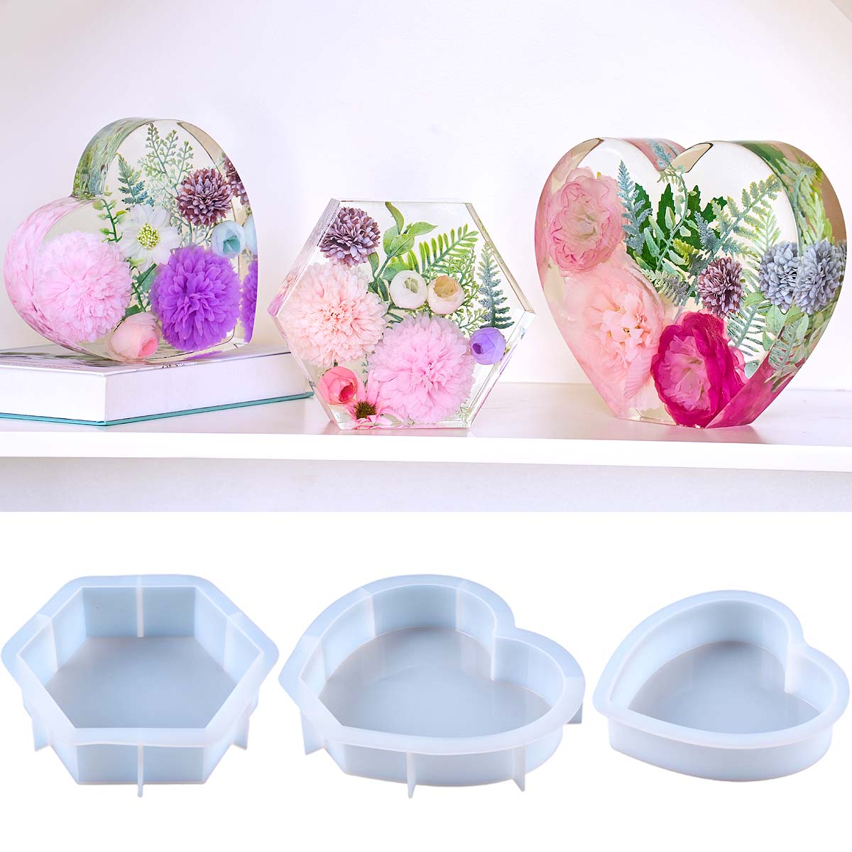 Flower Preservation Resin - Cetakan Silikon Hati Besar DIY, Cetakan