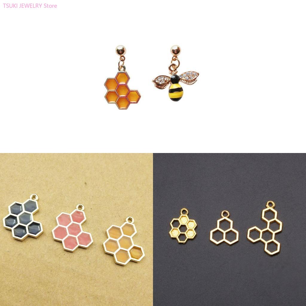 Bezels Set Pendant - 62KE 10x/Set Liontin Sarang Lebah Emas