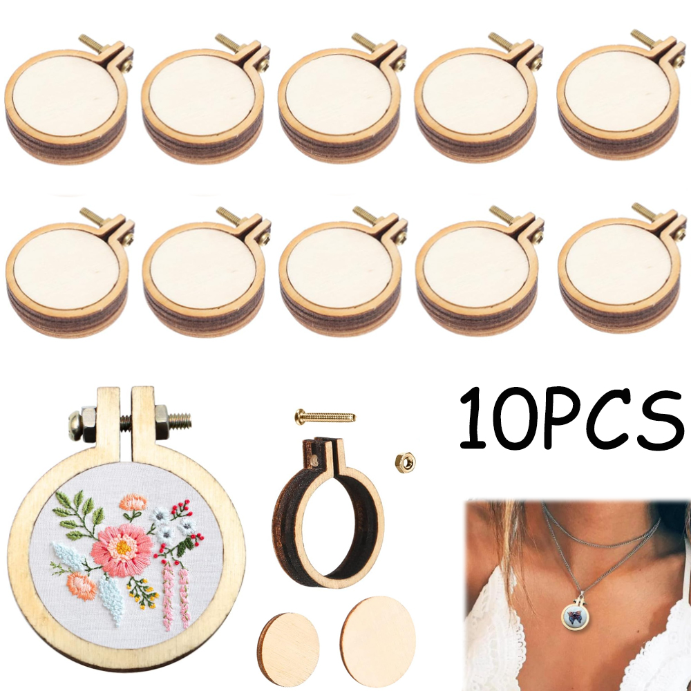 Wood Ring Blank - 10 Buah/Set Kerajinan Bingkai Jahit Silang