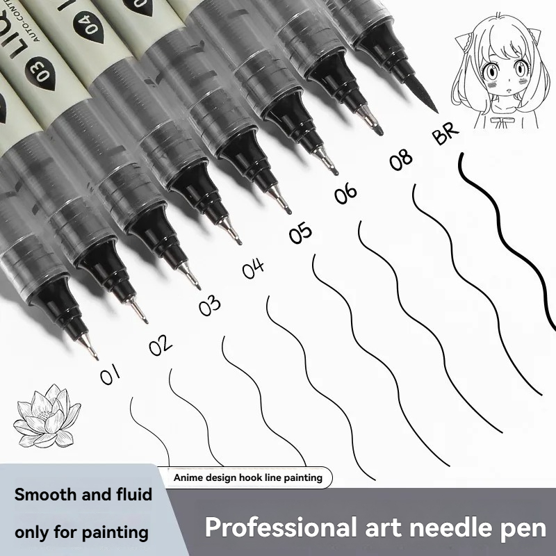 Copic Marker Sketch - 12 Paket Pulpen Fineliner Hitam, Spidol