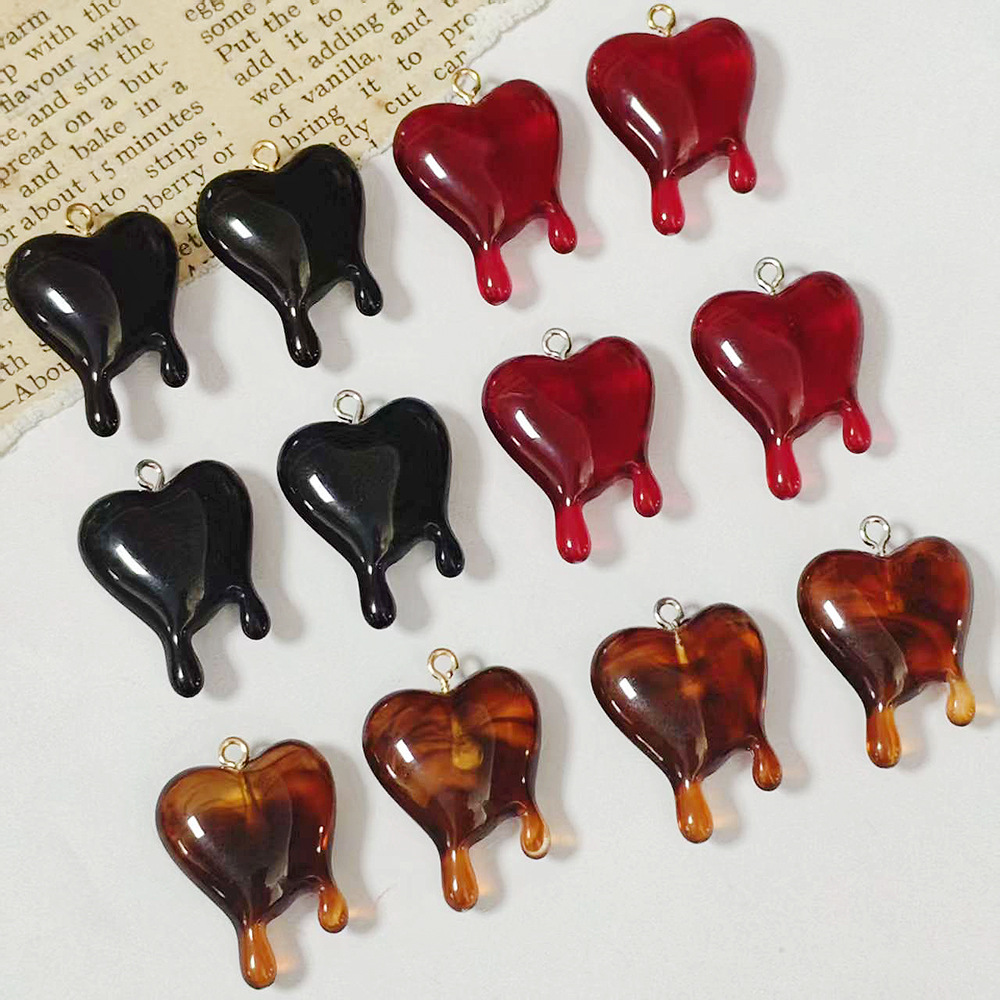 Resin Craft Projects - 10 buah liontin resin berbentuk hati