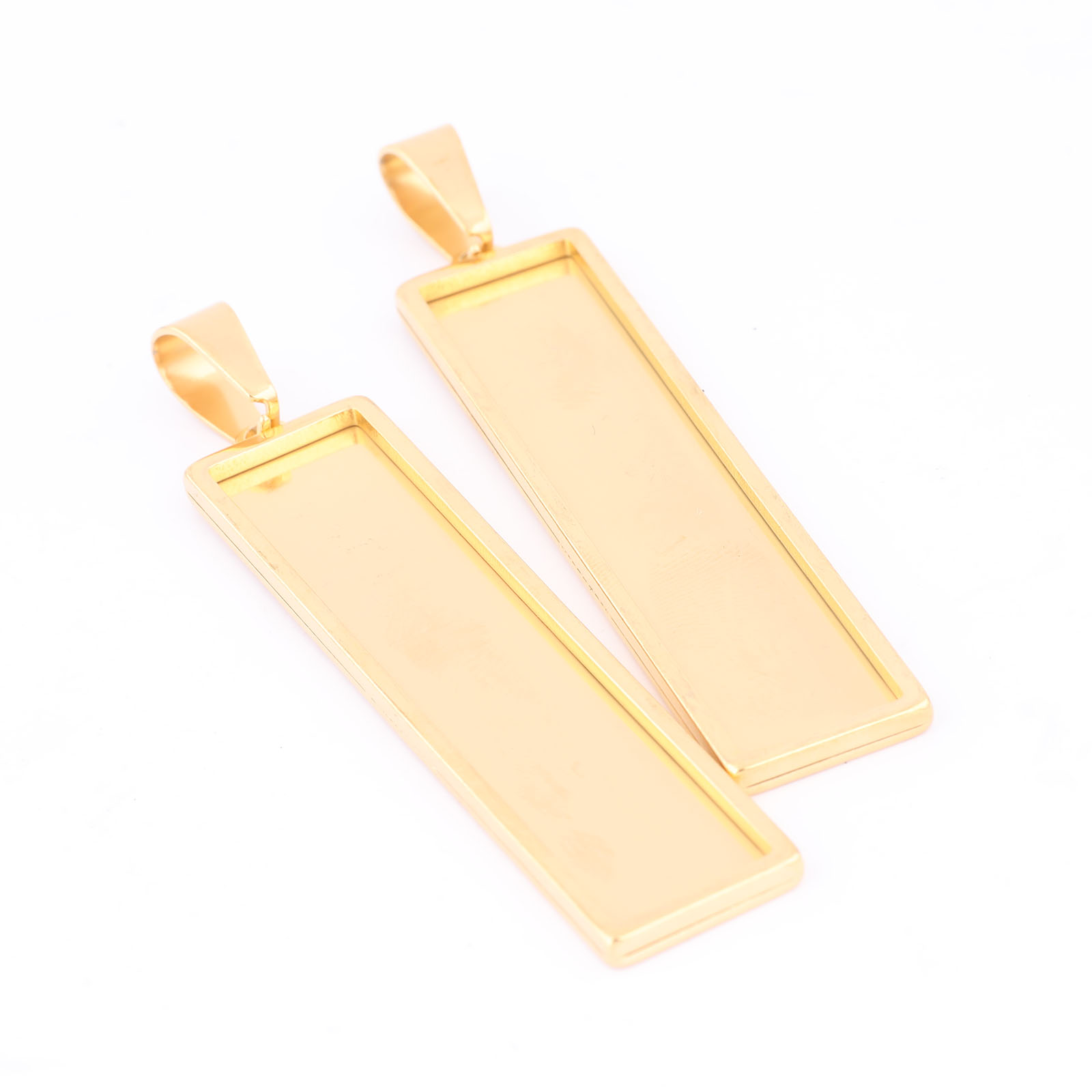 Bezels Set Pendant - 5 buah liontin Cabochon persegi panjang