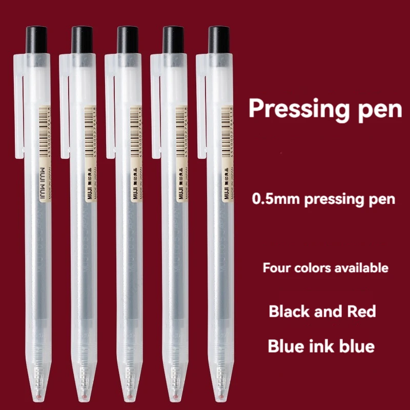 Muji Stationery Gel Pen - Pena Gel Tekan 0.5Mm Tinta Biru/Hitam/Biru