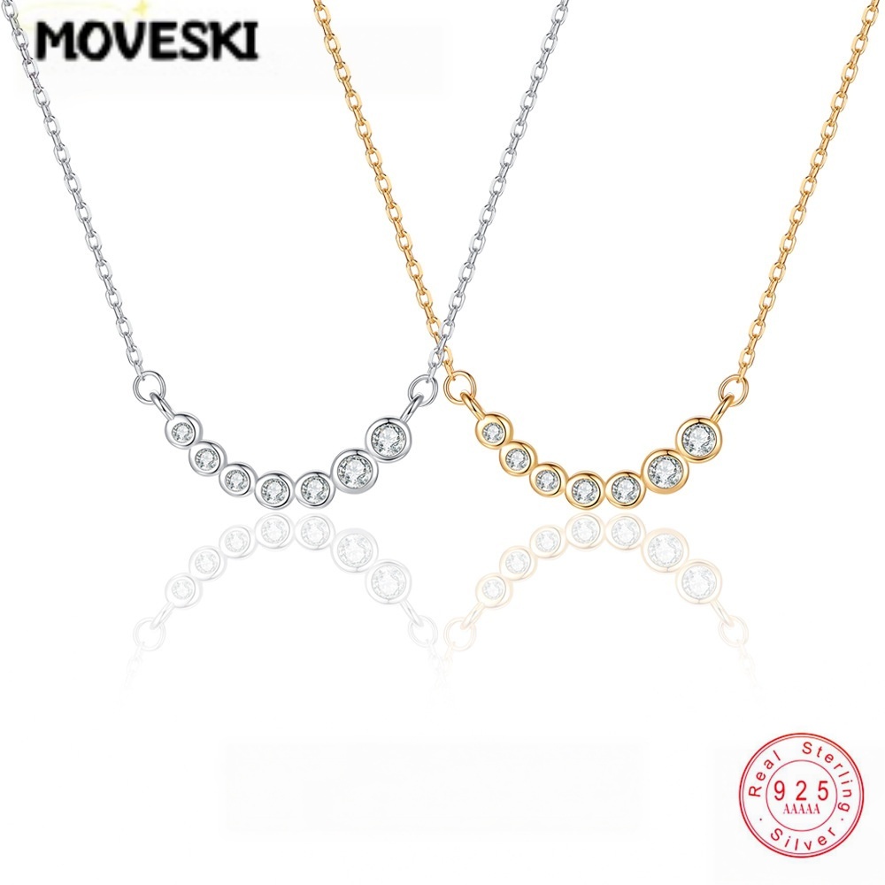 Bezels Set Pendant - Kalung Liontin Senyum Moissanite Bulat MOVESKI