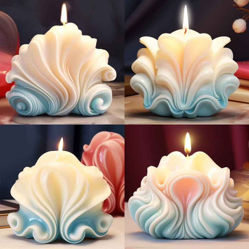 Resin Ocean Wave Mold - Cetakan Silikon Lilin Bentuk Kerang Laut,