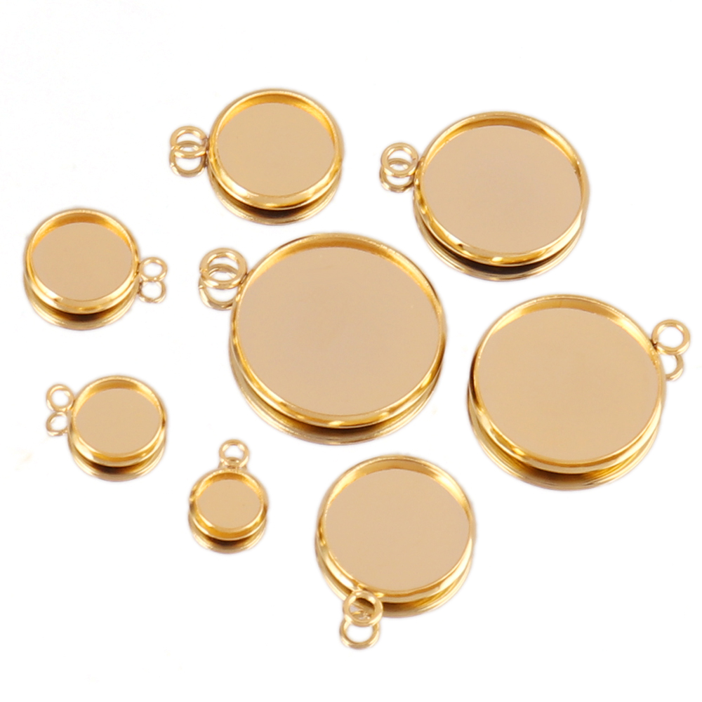 Bezels Set Pendant - 10Pcs Baki Liontin Kosong dari Baja