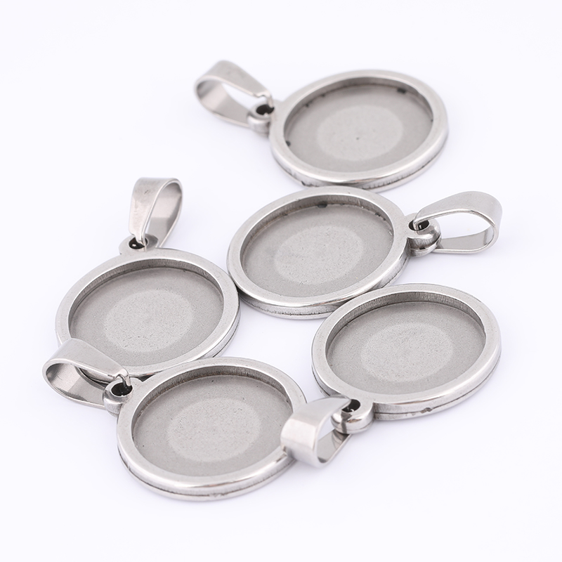 Bezels Set Pendant - 10 buah 15mm bulat Cabochon pengaturan