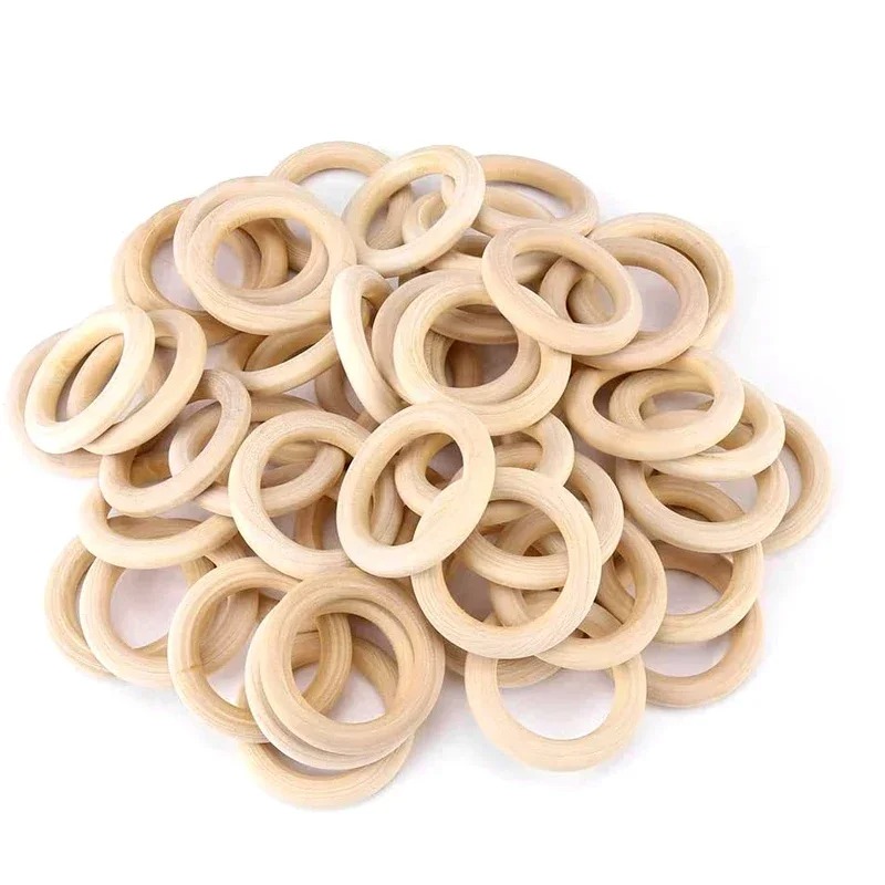 20pcs Cincin Kayu Macrame 30mm - Wood Ring Blank ulasan dan harga