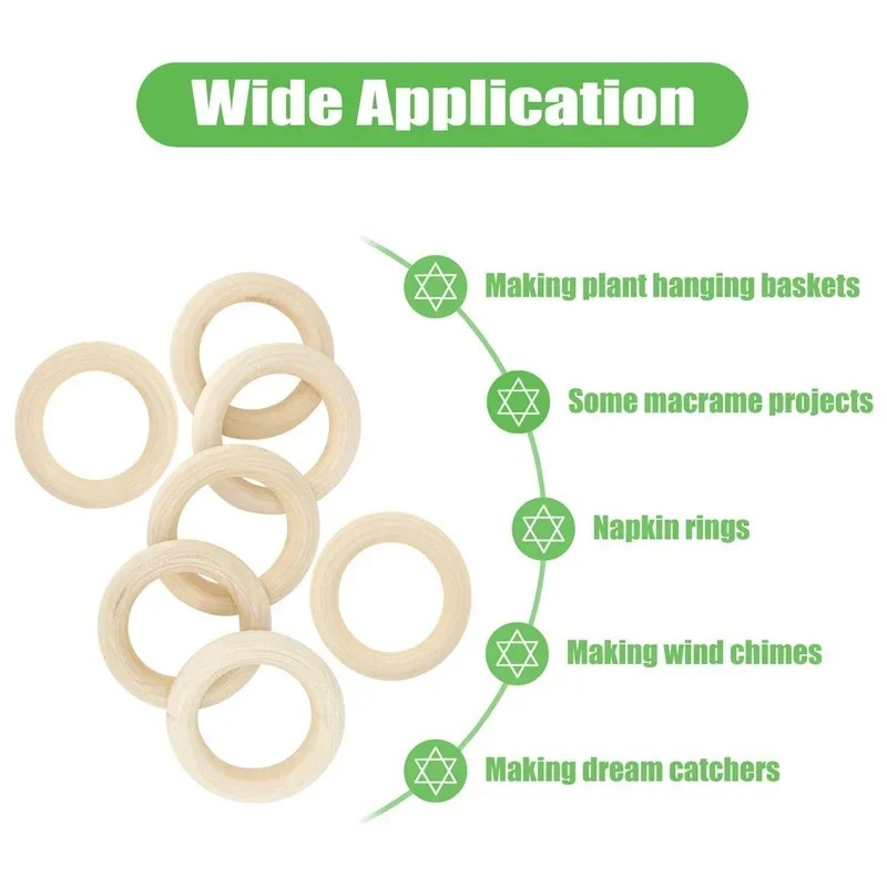 20pcs Cincin Kayu Macrame 30mm - Wood Ring Blank ulasan dan harga