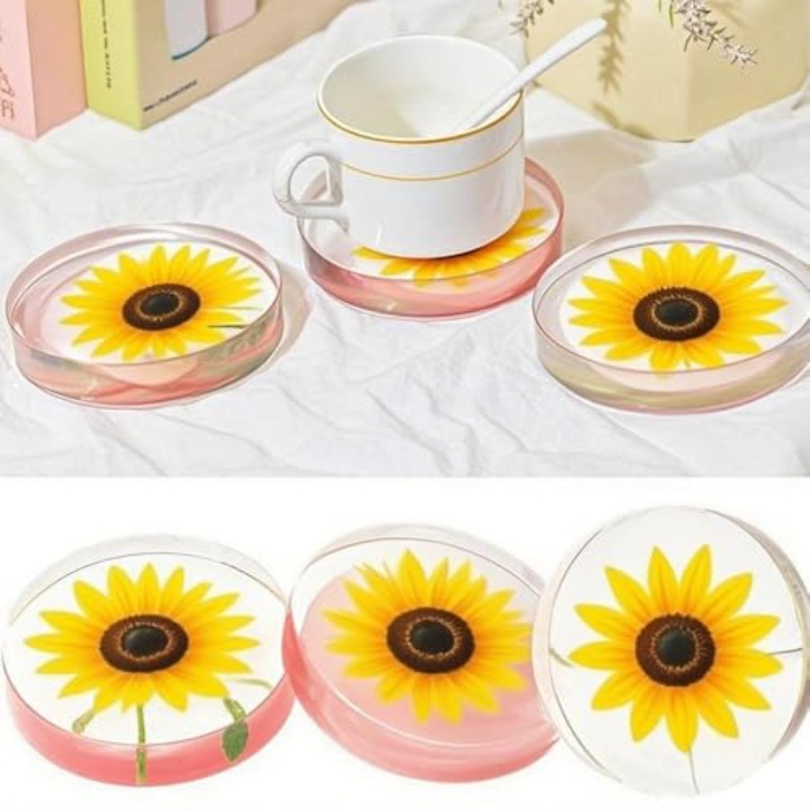 Cetakan Silikon Coaster Bulat  - Flower Preservation Resin ulasan dan harga