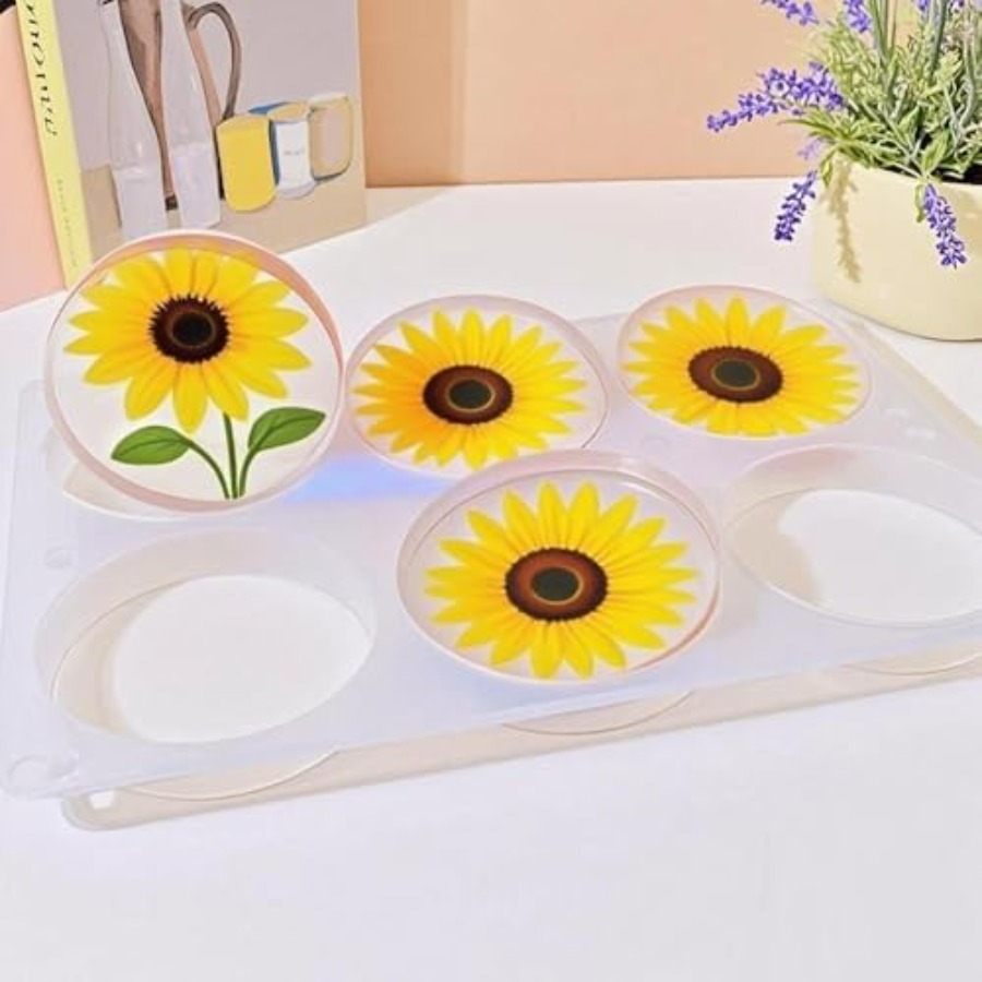 Cetakan Silikon Coaster Bulat  - Flower Preservation Resin ulasan dan harga