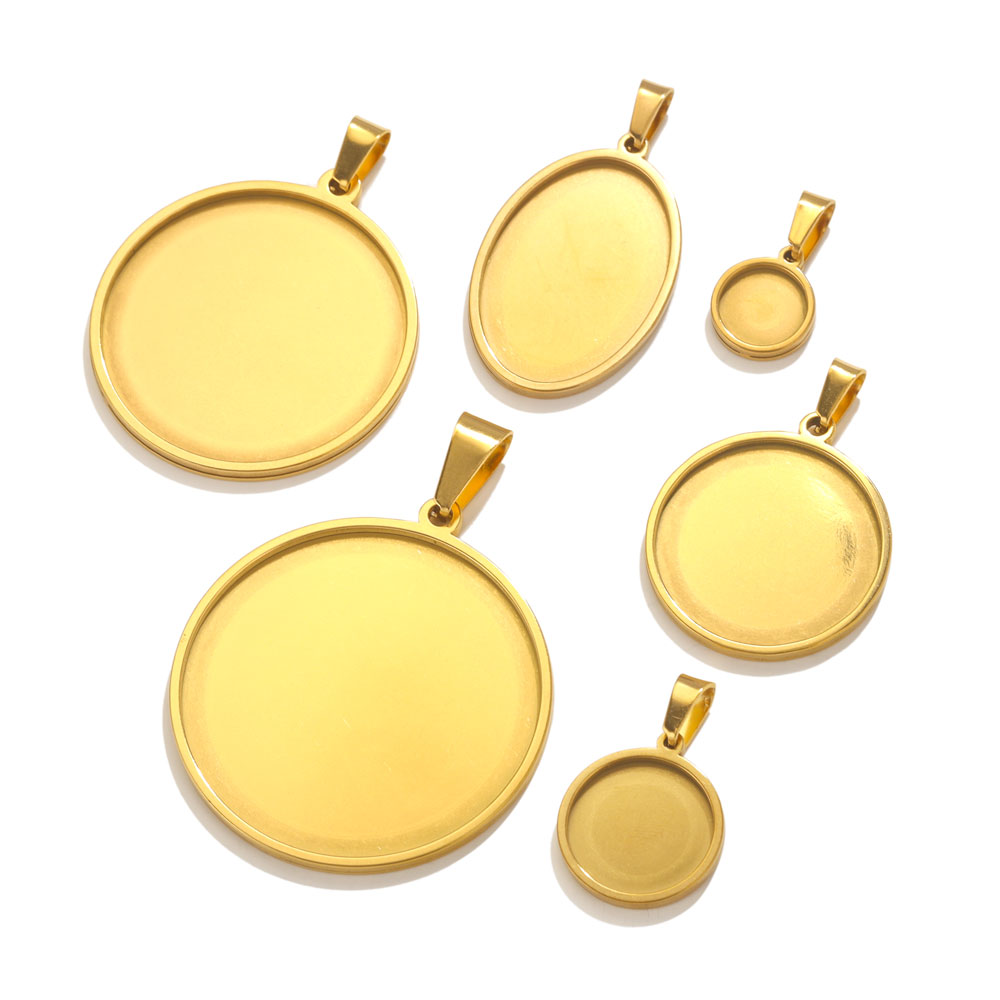 5 buah liontin baja tahan kara - Bezels Set Pendant ulasan dan harga