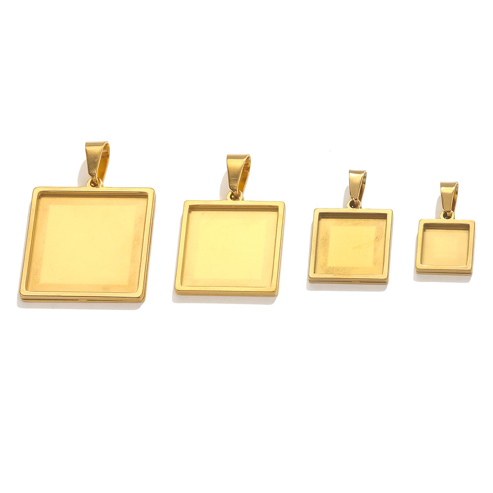 5 buah liontin baja tahan kara - Bezels Set Pendant ulasan dan harga
