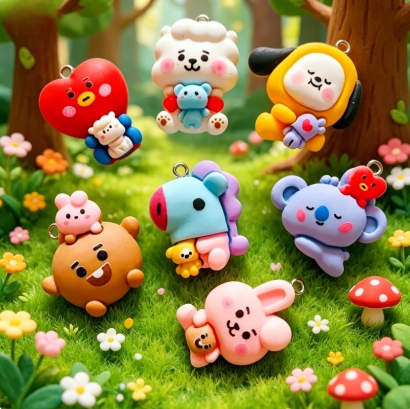 7pcs BT21 Resin Kartun Charm A - Resin Craft Projects ulasan dan harga
