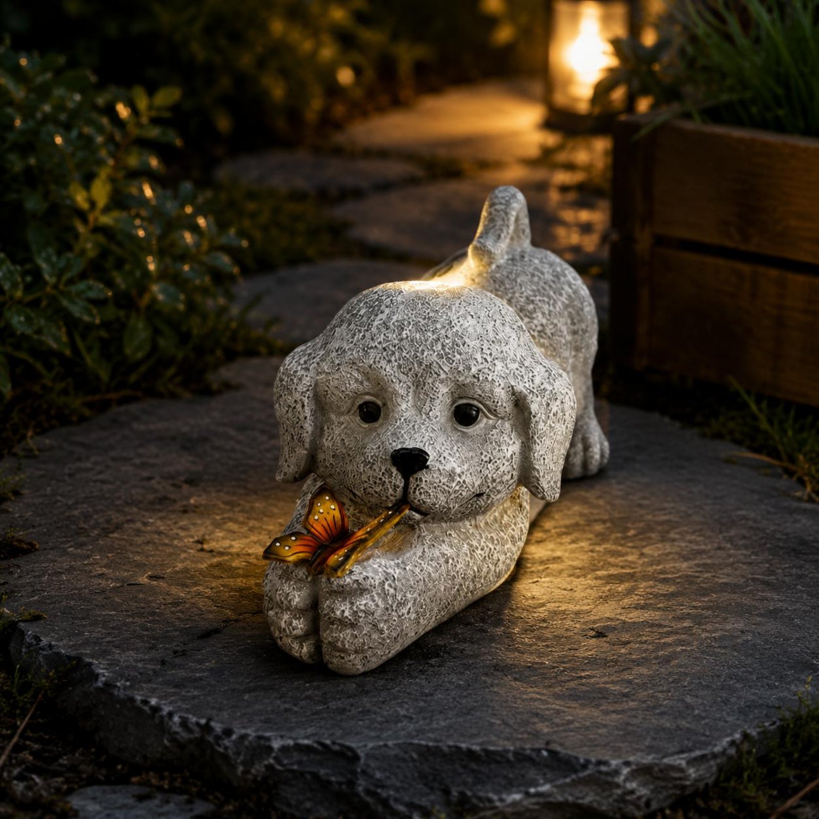Patung Anjing Tenaga Surya Ker - Resin Crafts ulasan dan harga