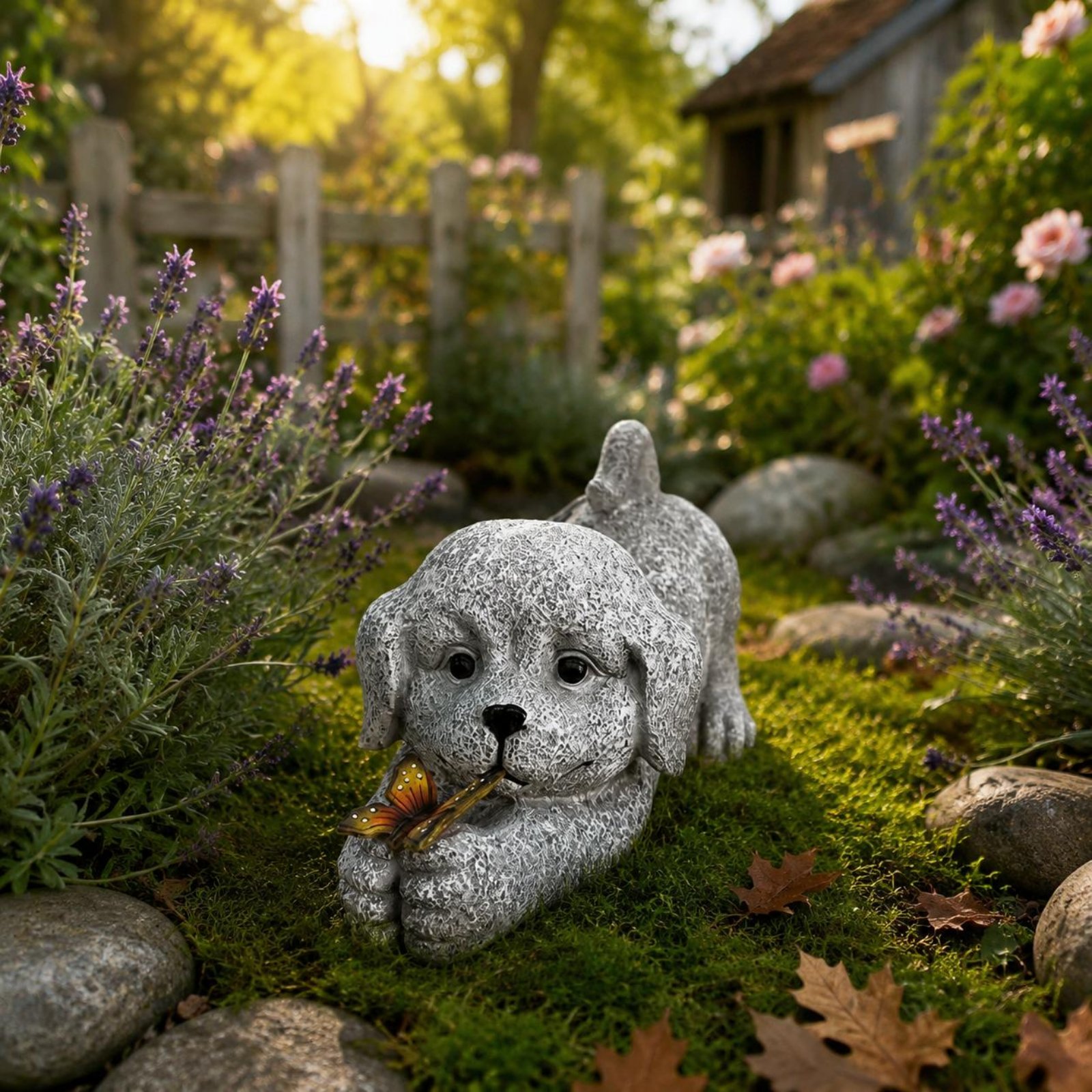 Patung Anjing Tenaga Surya Ker - Resin Crafts ulasan dan harga