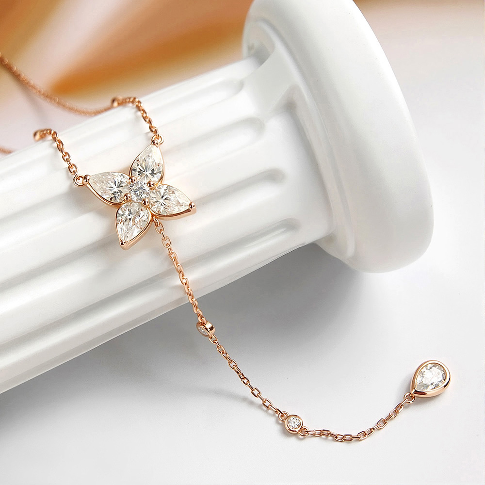 Kalung Liontin Moissanite Berh - Bezels Set Pendant ulasan dan harga